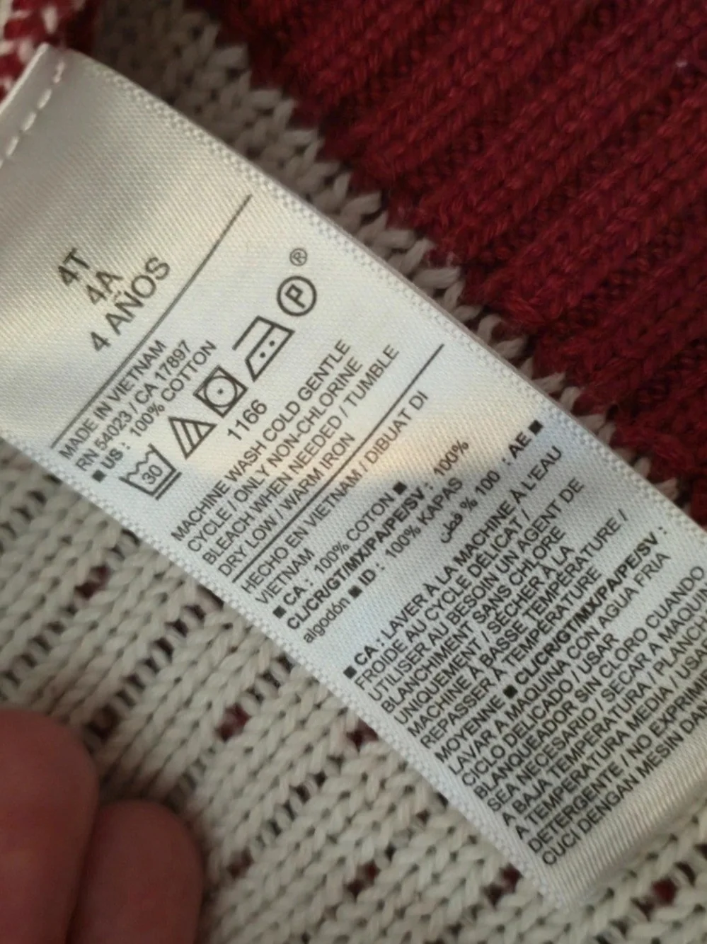 Old Navy Red and White Knit Crewneck Sweater